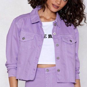 H&M PURPLE LAVENDER LILAC DENIM JACKET OVERSIZED FIT XS SMALL MEDIUM